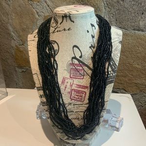 Black Multi Strand Seed Bead Necklace